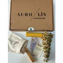 Aurolin Enerji Başlangıç Seti: Palo Santo Ağaç Tütsü-Balmumu Mum-Üzerlik (Nazar )Tütsü Demeti