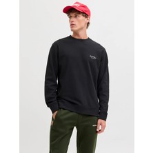 Jack & Jones Erkek Relaxed Fit Yuvarlak Yaka Siyah Sweatshirt - 12287995