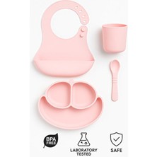 CKM Silikon 4lü Bebek Beslenme Seti Pembe ( Mama Tabağı,kaşık,bardak,önlük)