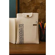 İvaLife Ekru Renkli El Yapımı Çok Amaçlı Kitap Kılıfı 1 Adet Cepli Çanta Doğal Baskı