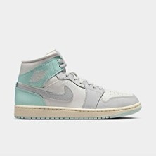 Nike Air Jordan 1 Mid Bred Toe (W) Yüksek Bilekli Spor Ayakkabı Suni Deri Gri