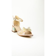 Minican 640 Sarı Simli Kız Çocuk Abiye Ayakkabı