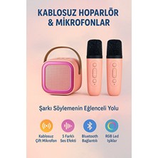 Mikrofonlu Bluetooth Karaoke Hoparlör Rgb LED Işık 5 Ses Efekti Taşınabilir Ses Bombası