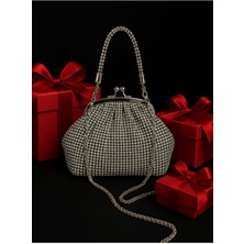 Nazart Kadın Lüks Taşlı Diamond Siyah Abiye Clutch Tekstil Materyal ile Şık Party Koleksiyonu