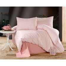 Esse Home Modern Çizgili Pembe Battal Boy Nevresim Seti