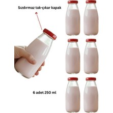 Milea 6 Adet Şeffaf Cam Şişe Süt Ayran Limonata Sirke Meşrubat Şişesi Çok Amaçlı Suluk