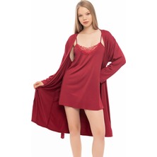 Mikro Penye Kumaş Gecelik Sabahlık Takımı