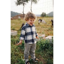 Cigit Oduncu Gömleği 1-9 Yaş Lacivert Gri Ekose