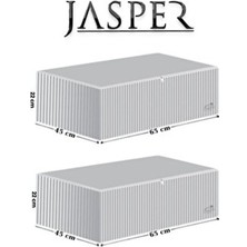 Jasper Antrasit 2 Adet Çizgili Büyük Boy Baza Altı ve Çekyat Hurç - 65X45X22 cm - Organizer.