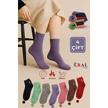 Kral Kadın Termal Yarım Konç Soket Havlu Çorap – 4 Çift (Kışlık, Sıcak Tutan, Yumuşak Dokulu)
