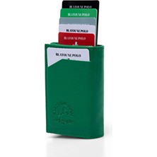 Herlin Polo Kadın Cüzdan Yeşil Vegan Deri Rfıd Korumalı Otomatik Kartlık Para Bölmeli