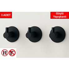 Andela 3 Adet Yuvarlak Plastik Güçlü Yapışkanlı Kancalı Çok Amaçlı Askılık Kapı Arkası Bornoz Askılığı