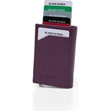 Herlin Polo Kadın Cüzdan Mor Vegan Deri Rfıd Korumalı Otomatik Kartlık Para Bölmeli
