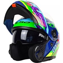 LS2 Strobe 2 Çene Açılır Kask Svent Mavi-Yeşil