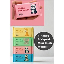  1 paket 8 yaprak mini ıslak mendil taşınabilir çanta boy cep tipi ıslak mendil