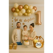 Parti Hediye Sepeti 1 Yaş Doğum Günü Balon Seti Rosegold Gold Beyaz | Rakam Folyo ve Iyi Ki Doğdun Yazısı Dahil