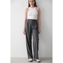 Jaste Kadın Beli Lastikli Bol Paça Palazzo Pantolon ANTRASİT