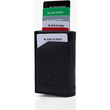 Herlin Polo Erkek Cüzdan Siyah Vegan Deri Rfıd Korumalı Otomatik Kartlık Para Bölmeli
