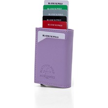 Herlin Polo Kadın Cüzdan Lila Vegan Deri Rfıd Korumalı Otomatik Kartlık Para Bölmeli