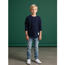 Zekids Erkek Çocuk Pamuklu Dokulu Kumaş Ince Uzun Kollu Sweatshirt