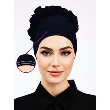 Aliva Scarf Kaymayan Fırfırlı Siyah Silikonlu Dikişsiz Kaymaz Bone Kadın Tesettür Bağlamalı Iç Bone