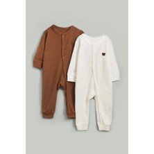 Vauva 2'li Çıtçıtlı Tulum Pijama Uzun Kollu Mevsimlik Bebek Çocuk Nakışlı Tulum