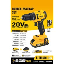SGS Plus Darbeli Akülü Vidalama Matkap Seti 20 Volt 2 Amper Li-ion Akü ile 0,8-10 mm Mandren