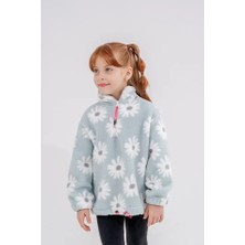 Eray Kids Kız Çocuk Papatya Desenli Yarım Fermuarlı Pelüş Sweatshirt