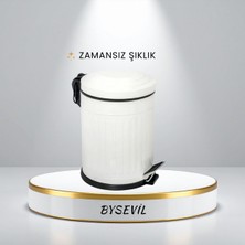 Bysevil Vintage 5 Lt Pedallı Çöp Kovası Beyaz | Yavaş Kapanır Amortisörlü Kapak