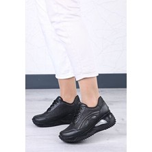 Sefayol Elaine Siyah Mat Deri Kadın Spor Ayakkabı