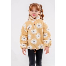 Eray Kids Kız Çocuk Papatya Desenli Yarım Fermuarlı Pelüş Sweatshirt