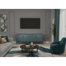 Konkre Tasarım Mdflam Tasarım Tv Ünitesi Petrol Antrasit Konsol Tv Ünitesi 142 x 36 x 55H  cm