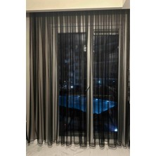 Ta-Ha Perde ve Halı Pilesiz Siyah Petek Zemin Grek Tül Perde, Kırışmayan Etekleri Kurşunlu Tül Perde