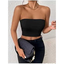 Gardiroza Siyah Straplez , Crop Straplez , Siyah Crop Straplez , Body , Büstiyer