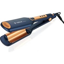 Trina 9 mm Bronz Mavi Saç Maşası Seramik Malzeme ile Profesyonel Kullanım için 230 Derece Isı
