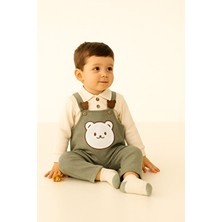 Buufuu Uzun Kollu Askılı Tulum, Sevimli Hayvan Desenli Gömlek Yaka Bebek Takımı