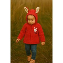 Aden Kids Kopya - 1-5 Yaş Mavi Peluş Krokodil Desenli Çocuk Hırka - Kareli, Fermuarlı ve Iç Astarlı