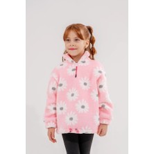 Eray Kids Kız Çocuk Papatya Desenli Yarım Fermuarlı Pelüş Sweatshirt