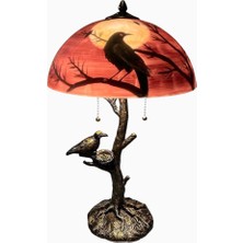 Bieye L30969 El Yapımı Karga ve Dolunay Vitray Masa Lambası 22 Inç