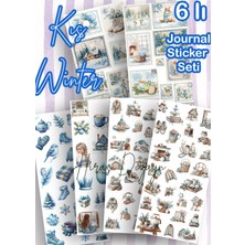 Hiras Dizayn 6'lı Kış Winter Temalı Sticker Seti Vintage Dekoratif Etiketler Stickerlar Kaliteli  Ajanda Bullet Journal Scrabook