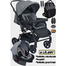 Mimma Baby Çift Yönlü Bebek Taşıma Puseti ve Bebek Arabası Çeyiz Seti 3'lü Set Ayak Örtüsü Hediyeli