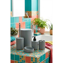 Makri Home 5 Parça Şık Gri Banyo Seti, Hacim: 6 Litre