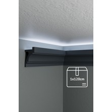 Evime Decor Koyu Gri Ledli Kartonpiyer 6cm, Bir Boy 120CM Polimer Dayanıklı Tavan Duvar Aydınlatma, Modern Ev Oda Dekorasyonu