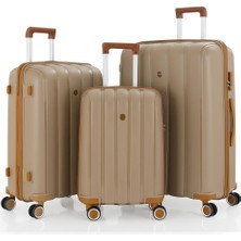 Mçs 3lü Set Kırılmaz Silikon Seyahat Valizi Bavulu V305 Şampanya/hardal