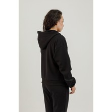 Airlife Clubby Ir Zone Tam Boy Fermuarlı Kadın Kapüşonlu Sweatshirt Siyah