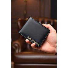 Vanilla Collection Siyah Deri Cüzdan Isim Baskılı Çift Para Bölmeli 8 Kart Kapasiteli Kutulu Unisex Model