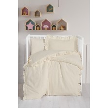 Kanz Unısex Fırfırlı 2 Kat Müslin Nevresim Takımı - 023KZ - Krem - St Krem