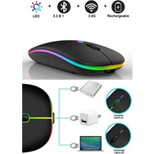 Everest Grup Kablosuz Wireless 2.4g Bluetooth Sessiz Mouse Şarj Edilebilir Rgb Renkli Ergonomik Tasarımlı