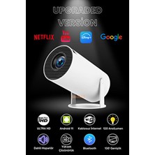 Omaze Taşınabilir Android Sinema Projeksiyon Wifi Destekli En Güncel Sürüm Akıllı Projektör Beyaz 720P