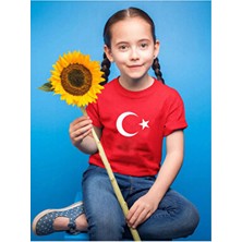Widi 23 Nisan Çocuk Bayramı Ay Yıldız Türkiye Tasarım Baskılı Regular Fit %100 Pamuk Çocuk T-Shirt